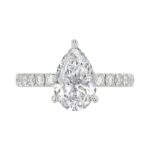 14K WHITE GOLD 3 1/2CT ROUND/PEAR DIAMOND LADIES RING (CENTER STONE PEAR DIAMOND 3CT) - Image 5