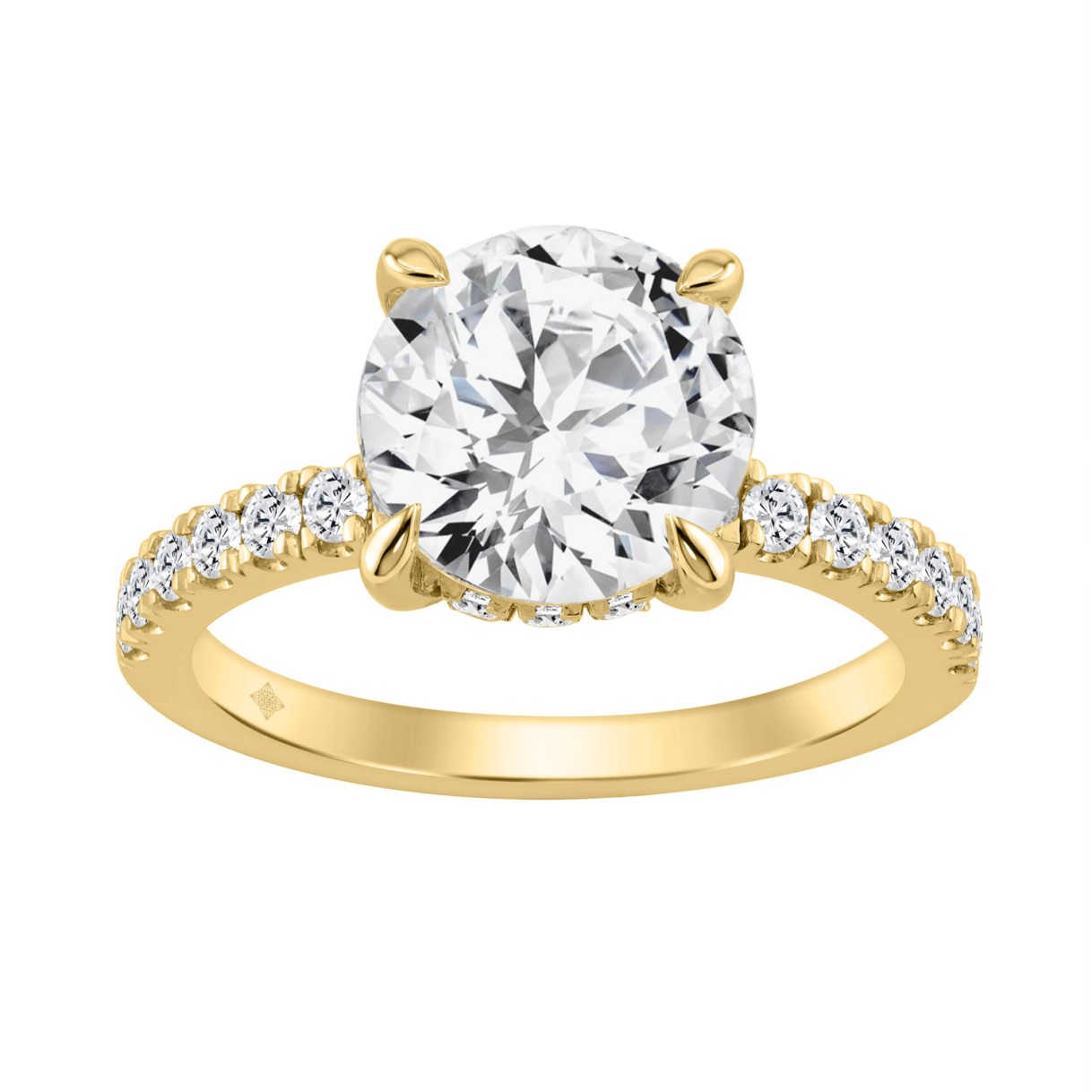 14K YELLOW GOLD 3 1/2CT ROUND DIAMOND LADIES RING (CENTER STONE ROUND DIAMOND 3CT) 1 14K YELLOW GOLD 3 1/2CT ROUND DIAMOND LADIES RING (CENTER STONE ROUND DIAMOND 3CT) - Image 1