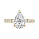 14K YELLOW GOLD 3 1/2CT ROUND/PEAR DIAMOND LADIES RING (CENTER STONE PEAR DIAMOND 3CT) - Image 5