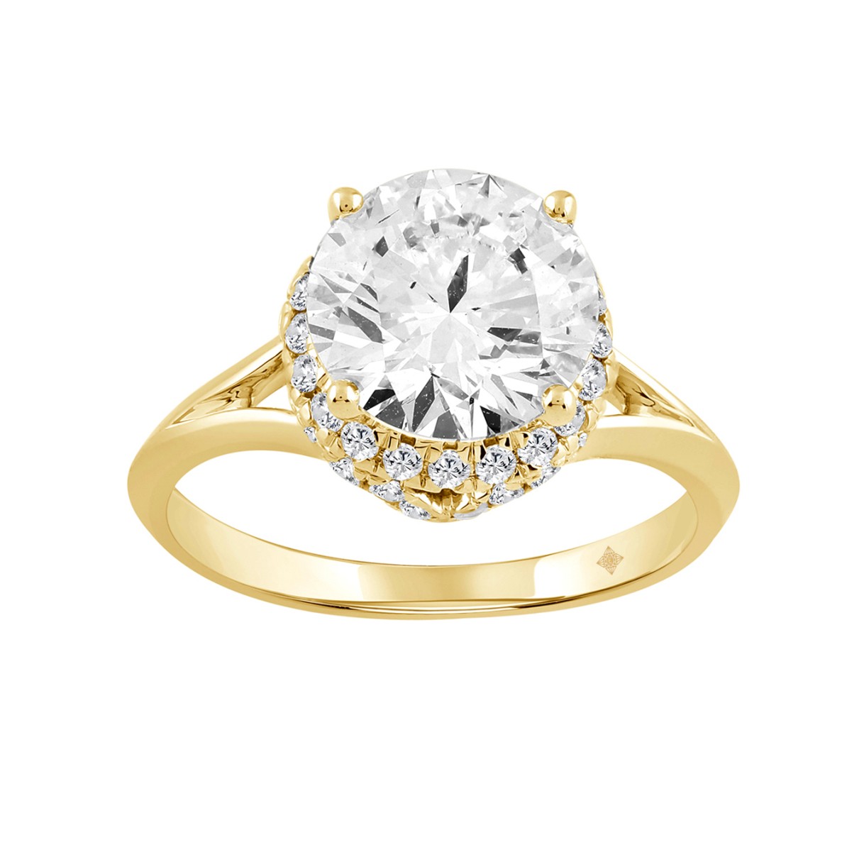 LADIES RING 3 3/8CT ROUND DIAMOND/14K YELLOW GOLD (CENTER STONE ROUND DIAMOND 3CT ) 1 LADIES RING 3 3/8CT ROUND DIAMOND/14K YELLOW GOLD (CENTER STONE ROUND DIAMOND 3CT ) - Image 1
