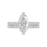 Ladies 14K White Gold Ladies Elegance- Bridal Set 3 1/3CT Round & Marquise Diamonds 3.00CT Marquise Center stone (Color F-G -Clarity VS1/VS2) - Image 5