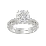 Ladies 14K White Gold Ladies Elegance- Bridal Set 3 1/3CT Round Diamond 3.00CT Round Center stone (Color F-G -Clarity VS1/VS2)