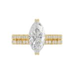Ladies 14K Yellow Gold Ladies Elegance- Bridal Set 3 1/3CT Round & Marquise Diamonds 3.00CT Marquise Center stone (Color F-G -Clarity VS1/VS2) - Image 5