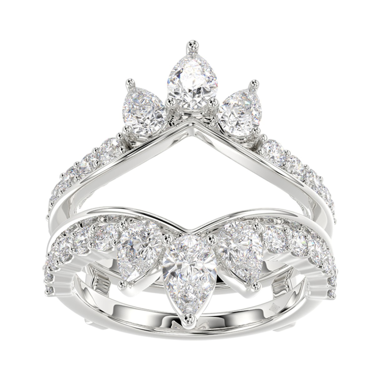 LADIES ENHANCERS RING 1 3/4CT ROUND/PEAR/DIAMOND 14K WHITE GOLD 1 LADIES ENHANCERS RING 1 3/4CT ROUND/PEAR/DIAMOND 14K WHITE GOLD - Image 1