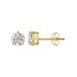 14K YELLOW GOLD 2CT ROUND DIAMOND LADIES SOLITAIRE EARRINGS - Image 2