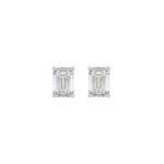 LADIES SOLITAIRE EARRINGS 1CT EMERALD DIAMOND 14K WHITE GOLD