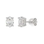 LADIES SOLITAIRE EARRINGS 2 1/2CT OVAL DIAMOND 14K WHITE GOLD - Image 2