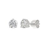 LADIES SOLITAIRE EARRINGS 2 1/2CT ROUND DIAMOND 14K WHITE GOLD - Image 3