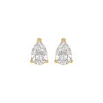 LADIES SOLITAIRE EARRINGS 2CT PEAR DIAMOND 14K YELLOW GOLD