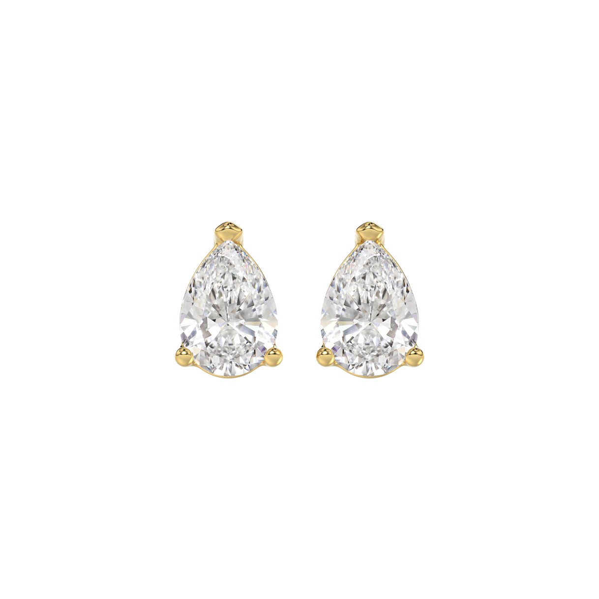 LADIES SOLITAIRE EARRINGS 2CT PEAR DIAMOND 14K YELLOW GOLD 1 LADIES SOLITAIRE EARRINGS 2CT PEAR DIAMOND 14K YELLOW GOLD - Image 1