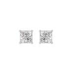 LADIES SOLITAIRE EARRINGS 2CT PRINCESS DIAMOND 14K WHITE GOLD