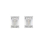 LADIES SOLITAIRE EARRINGS 3CT EMERALD DIAMOND 14K WHITE GOLD