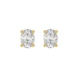 LADIES SOLITAIRE EARRINGS 3CT OVAL DIAMOND 14K YELLOW GOLD (CENTER STONE OVAL DIAMOND 1 1/2CT )