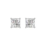 LADIES SOLITAIRE EARRINGS 3CT PRINCESS DIAMOND 14K WHITE GOLD