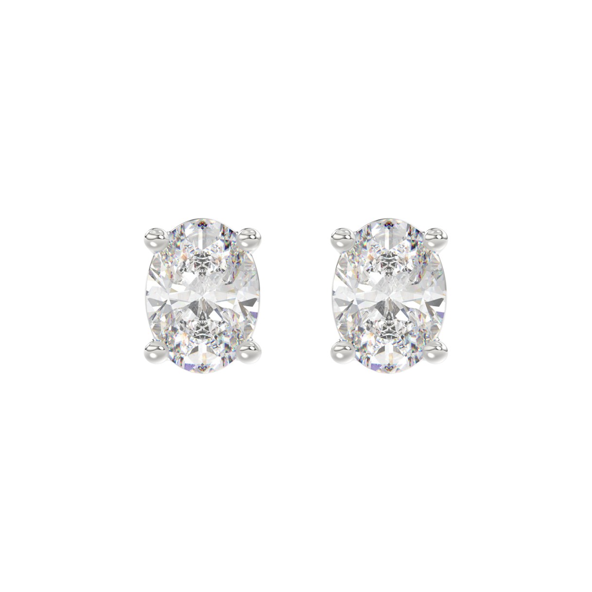 LADIES SOLITAIRE EARRINGS 4.00CT OVAL DIAMOND 14K WHITE GOLD (CENTER STONE OVAL DIAMOND 2.00CT) 1 LADIES SOLITAIRE EARRINGS 4.00CT OVAL DIAMOND 14K WHITE GOLD (CENTER STONE OVAL DIAMOND 2.00CT) - Image 1