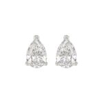 LADIES SOLITAIRE EARRINGS 4.00CT PEAR DIAMOND 14K WHITE GOLD
