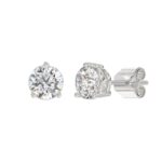 LADIES SOLITAIRE EARRINGS 4CT ROUND DIAMOND 14K WHITE GOLD (CENTER STONE ROUND DIAMOND 2CT ) - Image 3