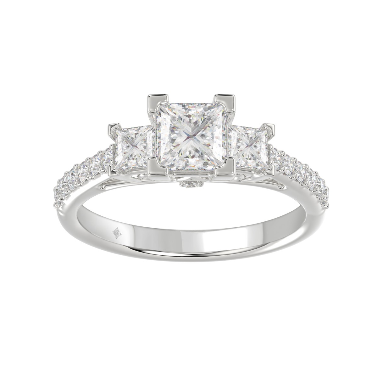 LADIES RING 1 3/4CT PRINCESS/ROUND DIAMOND 14K WHITE GOLD (CENTER STONE PRINCESS DIAMOND 1CT ) 1 LADIES RING 1 3/4CT PRINCESS/ROUND DIAMOND 14K WHITE GOLD (CENTER STONE PRINCESS DIAMOND 1CT ) - Image 1