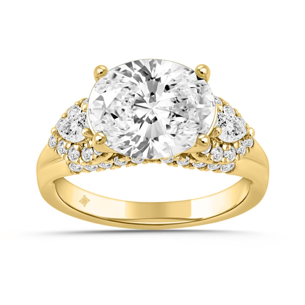 LADIES RING 3 3/4CT ROUND/PEAR/OVAL DIAMOND 14K YELLOW GOLD (CENTER STONE OVAL DIAMOND 3.00CT) 1 LADIES RING 3 3/4CT ROUND/PEAR/OVAL DIAMOND 14K YELLOW GOLD (CENTER STONE OVAL DIAMOND 3.00CT) - Image 1