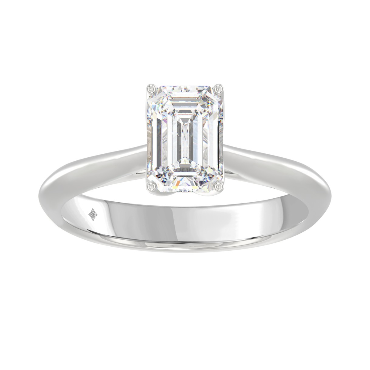 LADIES SOLITAIRE RING 1 1/2CT EMERALD DIAMOND 14K WHITE GOLD 1 LADIES SOLITAIRE RING 1 1/2CT EMERALD DIAMOND 14K WHITE GOLD - Image 1