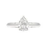 LADIES SOLITAIRE RING 1 1/2CT PEAR DIAMOND 14K WHITE GOLD - Image 5