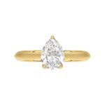 LADIES SOLITAIRE RING 1 1/2CT PEAR DIAMOND 14K YELLOW GOLD - Image 5