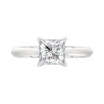 LADIES SOLITAIRE RING 1 1/2CT PRINCESS DIAMOND 14K WHITE GOLD - Image 5