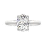 LADIES SOLITAIRE RING 2 1/2CT OVAL DIAMOND 14K WHITE GOLD - Image 5