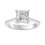 LADIES SOLITAIRE RING 2 1/2CT PRINCESS DIAMOND 14K WHITE GOLD