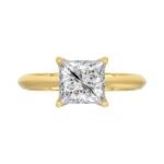 LADIES SOLITAIRE RING 2 1/2CT PRINCESS DIAMOND 14K YELLOW GOLD - Image 5