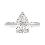 LADIES SOLITAIRE RING 3CT PEAR DIAMOND 14K WHITE GOLD - Image 5