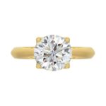 LADIES SOLITAIRE RING 3CT ROUND DIAMOND 14K YELLOW GOLD - Image 5