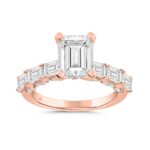14K ROSE GOLD 4 1/2CT ROUND/EMERALD DIAMOND LADIES RING (CENTER STONE EMERALD DIAMOND 3CT)