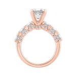 14K ROSE GOLD 4 1/2CT ROUND/EMERALD DIAMOND LADIES RING (CENTER STONE EMERALD DIAMOND 3CT) - Image 2