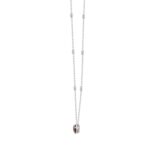 14K WHITE GOLD 2.00CT ROUND/PEAR DIAMOND LADIES NECKLACE (RUBY DIAMOND 2 STONE) - Image 2