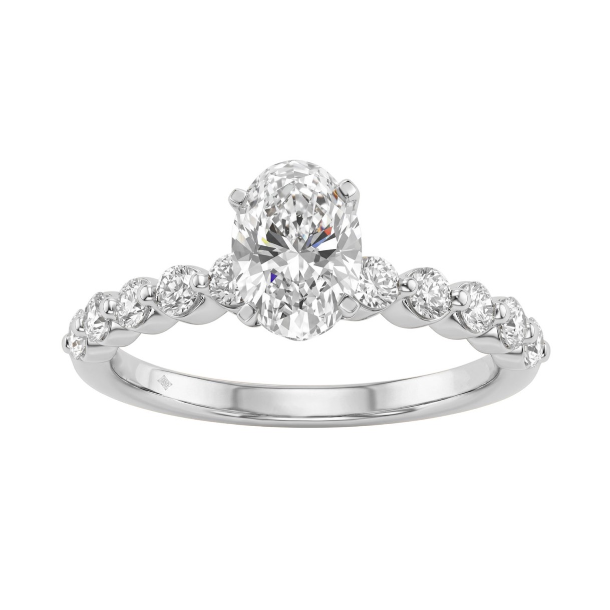 1 1/2Ct Round & Oval Diamond Classic Ring In 14K White Gold Ladies Fine Jewelry Ring 1Ct Oval Center Stone (Color F-G -Clarity Vs1/Vs2) 1 1 1/2Ct Round & Oval Diamond Classic Ring In 14K White Gold Ladies Fine Jewelry Ring 1Ct Oval Center Stone (Color F-G -Clarity Vs1/Vs2) - Image 1