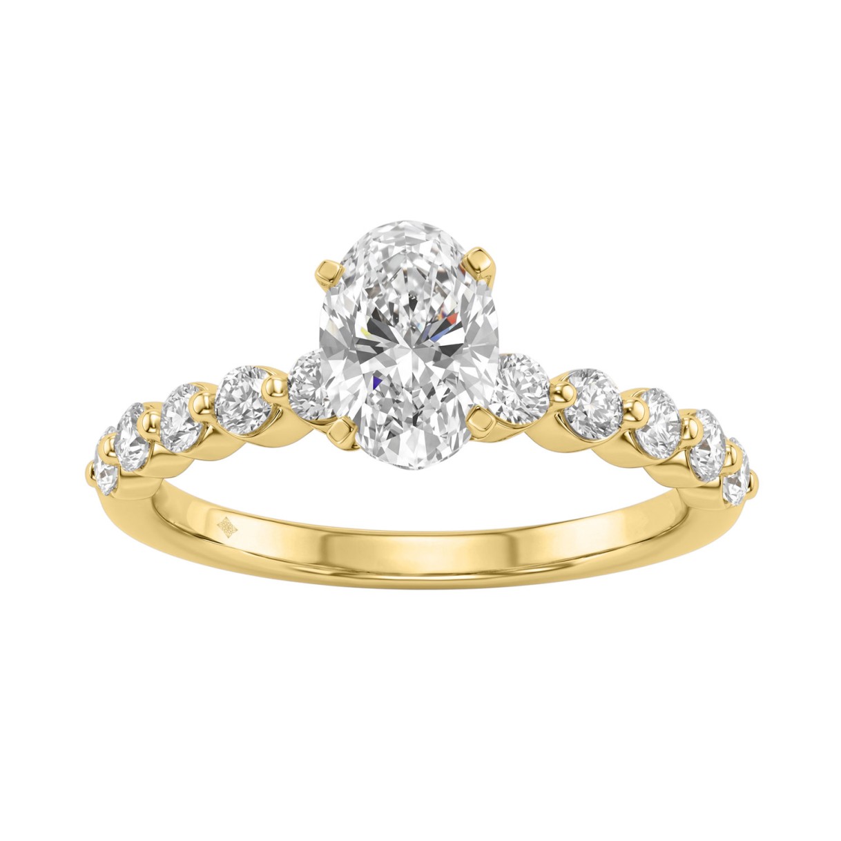 1 1/2Ct Round & Oval Diamond Classic Ring In 14K Yellow Gold Ladies Fine Jewelry Ring 1Ct Oval Center Stone (Color F-G -Clarity Vs1/Vs2) 1 1 1/2Ct Round & Oval Diamond Classic Ring In 14K Yellow Gold Ladies Fine Jewelry Ring 1Ct Oval Center Stone (Color F-G -Clarity Vs1/Vs2) - Image 1