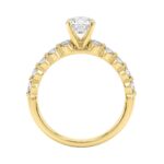 1 1/2Ct Round & Oval Diamond Classic Ring In 14K Yellow Gold Ladies Fine Jewelry Ring 1Ct Oval Center Stone (Color F-G -Clarity Vs1/Vs2) - Image 2