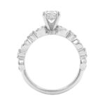14K White Gold 1 1/4Ct Oval & Round Diamond Ladies Engagement Ring 1.00 Ct Oval Center Stone Classic Ladies Ring (Color F-G -Clarity Vs1/Vs2) - Image 2