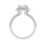 14K White Gold 4 1/2Ct Ladies Emerald Cut Halo Engagement Ring 4Ct Emerald Center Stone & Round Diamond (Color F-G -Clarity Vs1/Vs2) - Image 2