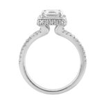14K White Gold 4 1/2Ct Ladies Emerald-Cut Halo Engagement Ring 4Ct Emerald Center Stone & Round Diamond (Color F-G -Clarity Vs1/Vs2) - Image 3