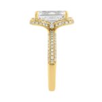 14K Yellow Gold 4 1/2Ct Ladies Emerald Cut Halo Engagement Ring 4Ct Emerald Center Stone & Round Diamond (Color F-G -Clarity Vs1/Vs2) - Image 3