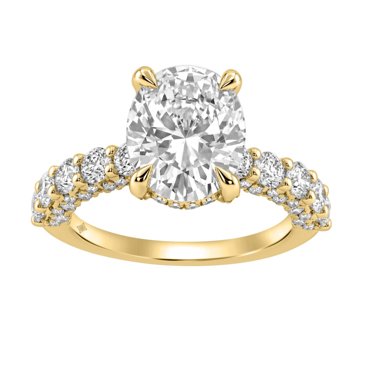 14K Yellow Gold 5 1/2Ct Oval & Round Diamond Engagement Ring Women Bridal Wedding Ring 4Ct Oval Center Stone (Color F-G -Clarity Vs1/Vs2) 1 14K Yellow Gold 5 1/2Ct Oval & Round Diamond Engagement Ring Women Bridal Wedding Ring 4Ct Oval Center Stone (Color F-G -Clarity Vs1/Vs2) - Image 1