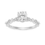 Lab Grown Diamond Engagement Ring 1 1/4Ct White Gold 14K Round Brilliant Cut Ring With 1.00 Ct Center Stone For Women (Color F-G -Clarity Vs1/Vs2)