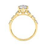 Women 14K Yellow Gold 2 1/4Ct Lab Grown Diamond Ring Marquise Cut With Round Side Stone Engagement Ring 2.00Ct Marquise Center Stone (Color F-G -Clari - Image 2