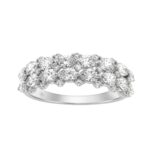 Elegant 14K White Gold 1 3/4Ct Lab Grown Diamond Fashion Ring Alternating Round & Pear Stones, Women Fashion Jewelry (Color F-G -Clarity Vs1/Vs2)