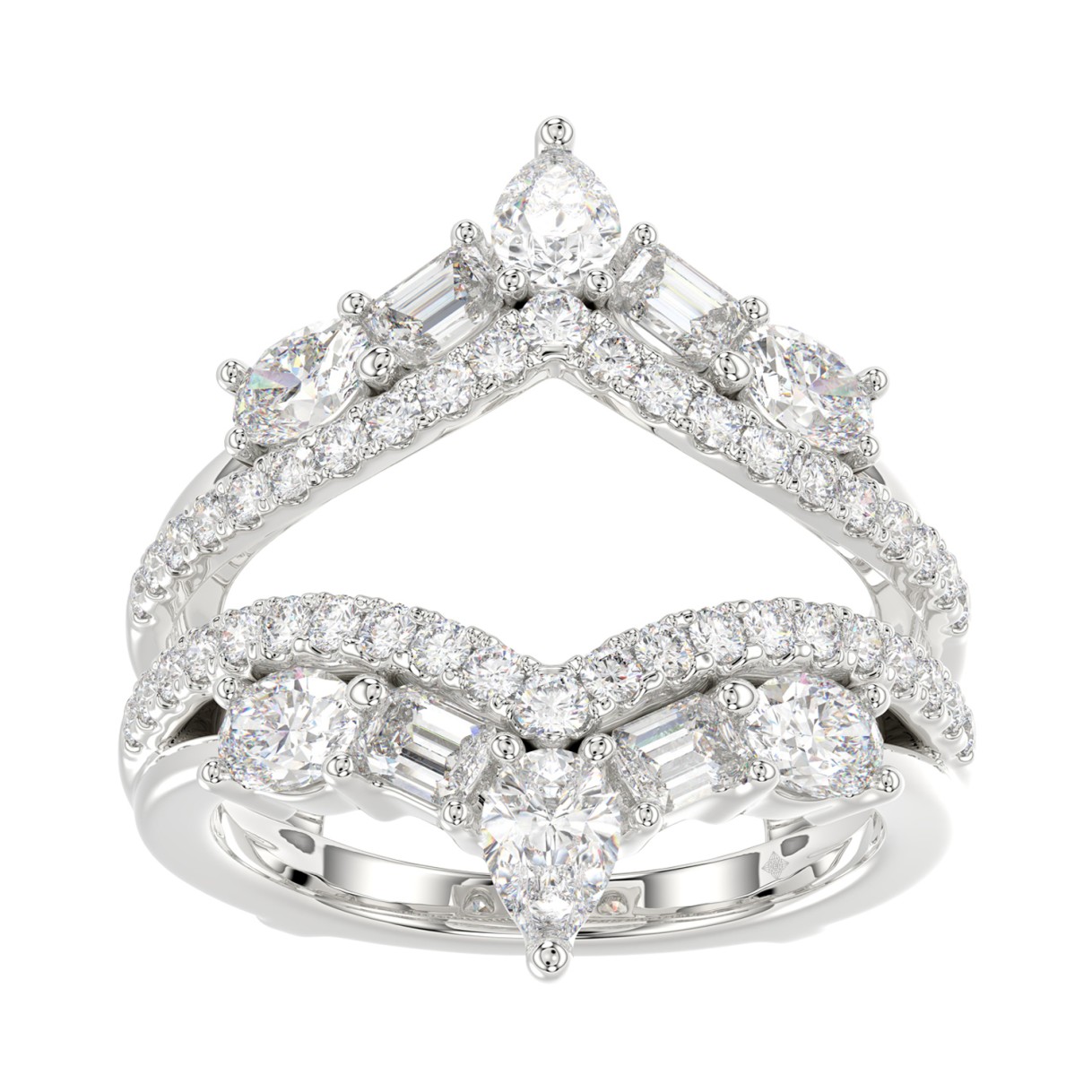 14K WHITE GOLD 1 3/4CT ROUND/EMERALD/PEAR/OVAL DIAMOND LADIES RING 1 14K WHITE GOLD 1 3/4CT ROUND/EMERALD/PEAR/OVAL DIAMOND LADIES RING - Image 1