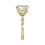 Elegant 14K Yellow Gold Bridal Fancy Ring for Ladies 3 3/4CT Round & Marquise& Oval Cut Diamonds 3.00CT Oval Center stone (Color F-G -Clarity - Image 4