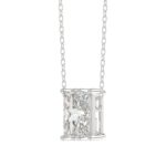 14K WHITE GOLD 1 1/3CT FANCY CUT ALPHABET DIAMOND LADIES PENDANT WITH CHAIN - Image 3
