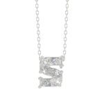 14K WHITE GOLD 1 3/4CT FANCY CUT ALPHABET DIAMOND LADIES PENDANT WITH CHAIN